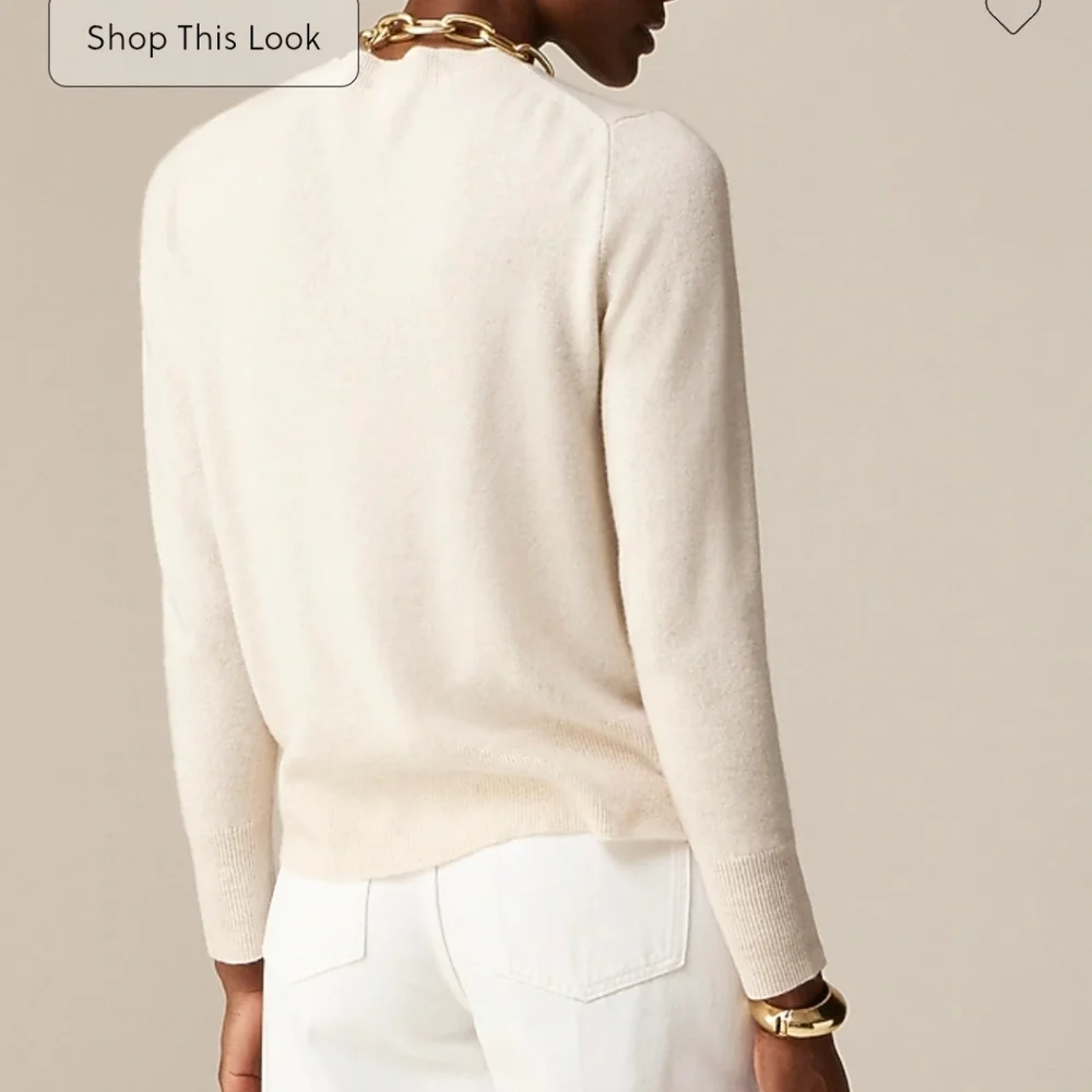 J Crew Cashmere classic-fit crewneck sweater BA400 Size XS  NWT In Natural *Flaw